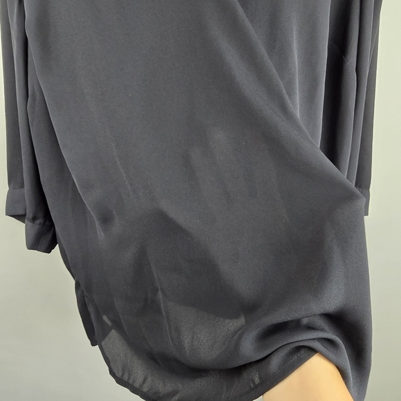 ELLOS Staple Dressy Sheer Blouse Black Womens Size 1X Business Casual Office - Picture 5 of 14